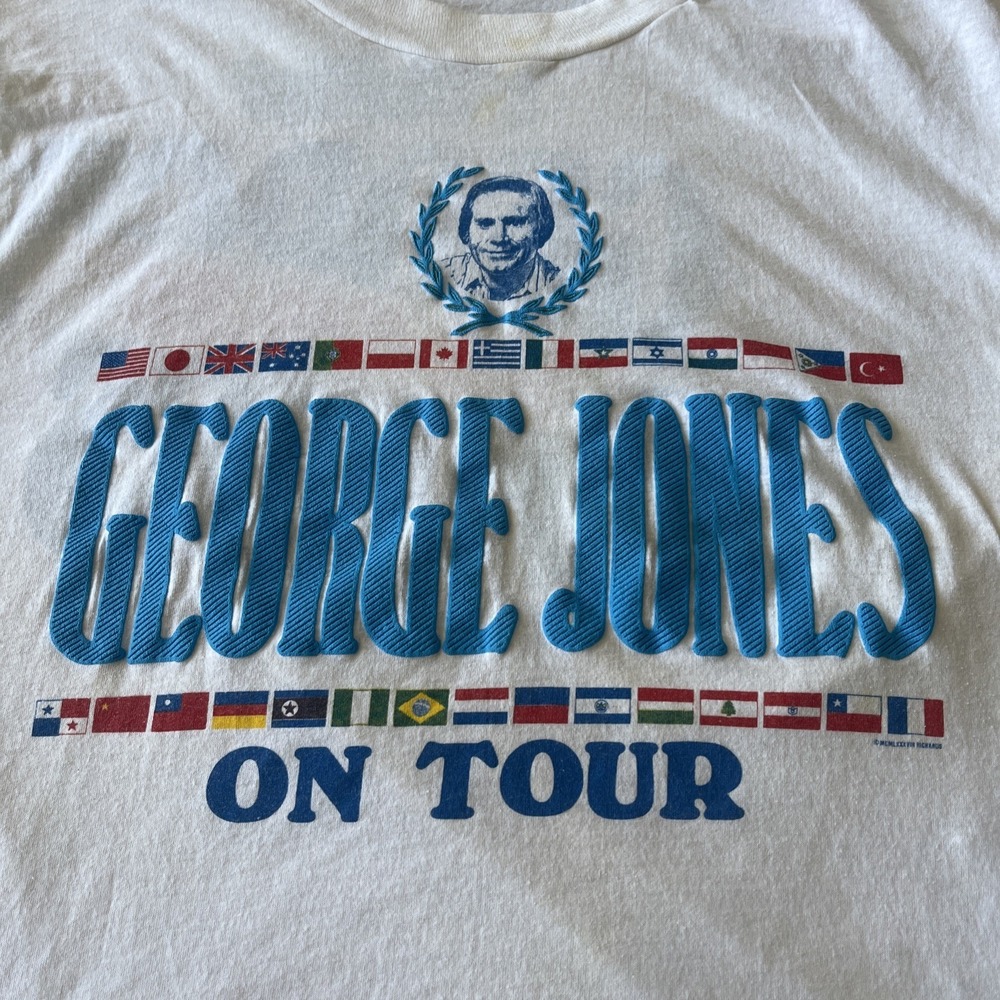 Vintage George Jones 80's no show  Concert T Shirt. Single stitch T-shirt. LG - Picture 2 of 4
